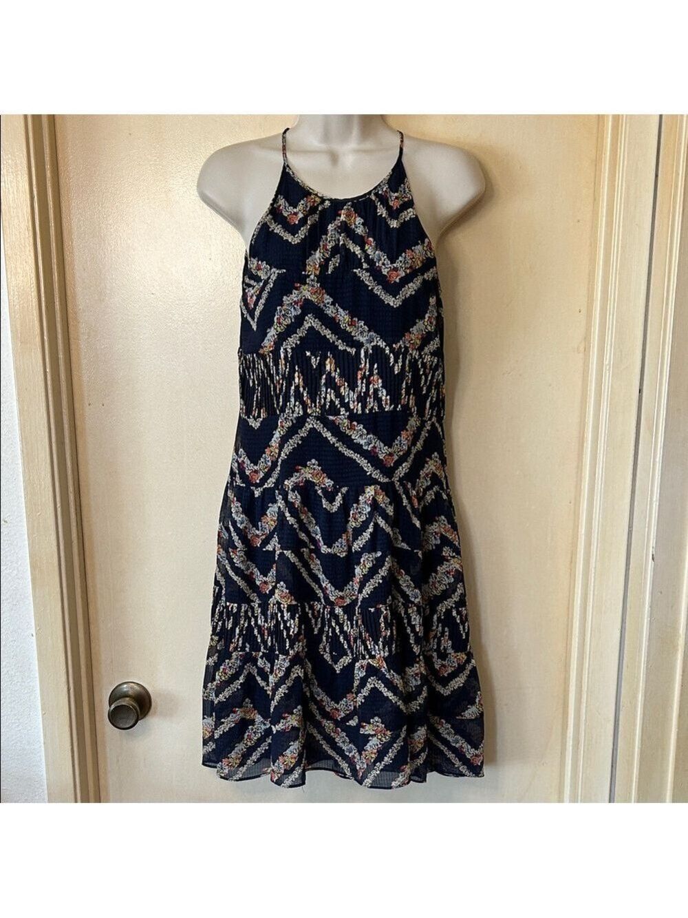 Anthropologie HD in Paris Navy Floral Mini Dress size XXSP